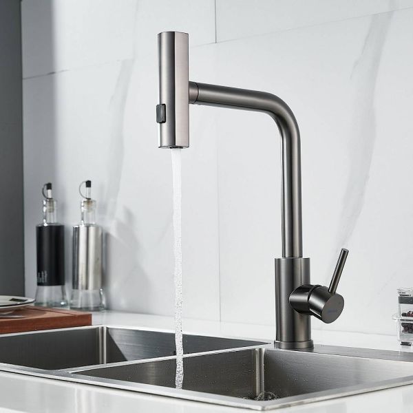 Смеситель для кухни Shevanik S263T с мультифункциональным изливом оружейная сталь