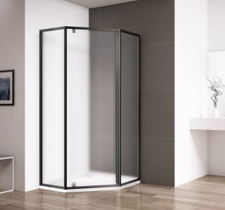 Душевой уголок Cezares Эко (Eco) ECO-O-P-1-90-P-NERO 90x90 см профиль чёрный матовый стекло рифлёное