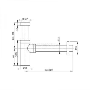 Сифон для раковины AlcaPlast Design бронза цельнометаллический круглый ?32 A400ANTIC