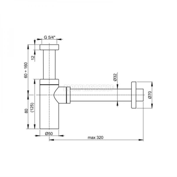 Сифон для раковины AlcaPlast Design бронза цельнометаллический круглый ?32 A400ANTIC