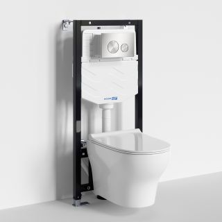 Система инсталляции с унитазом WasserKRAFT Aller 10TLT.010.ME.BN02.H001 кнопка смыва никель