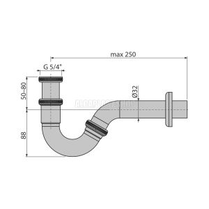 Сифон для биде AlcaPlast ?32 металлический A45G