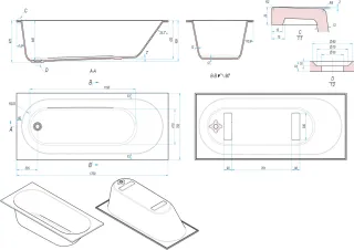 Ванна акриловая Vincea Solid Surface VBT-8SB1-1700 170 x 75 см белая матовая
