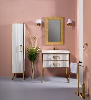 Тумба под раковину Armadi Art Monaco 80см белый/золото 866-080-WG Тумба под раковину Armadi Art Monaco 80см белый/золото 866-080-WG
