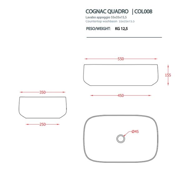 Раковина ArtCeram Cognac COL008 37 00 denim 55 см