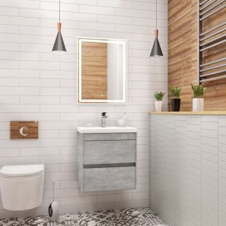 Подвесная тумба под раковину Art&Max Family 50см цемент Family-500-2C-SO-CV