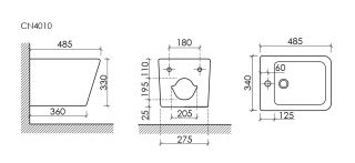 Подвесное биде Ceramicanova Союз (Union) CN4010 белый
