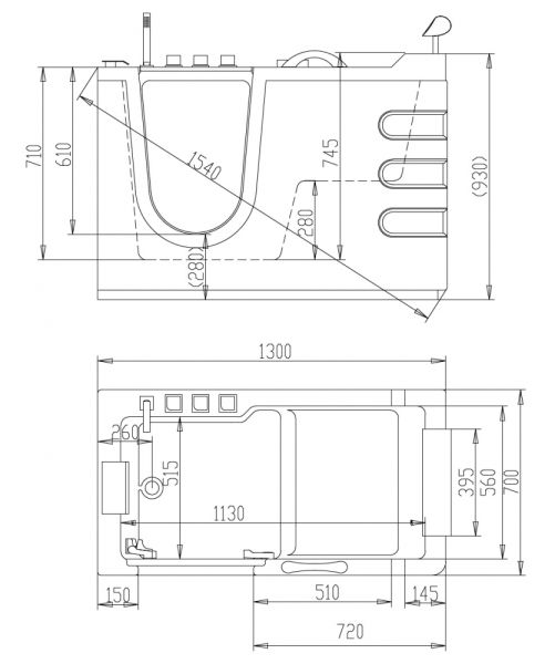 Акриловая ванна ABBER AB9000 C L 130x70