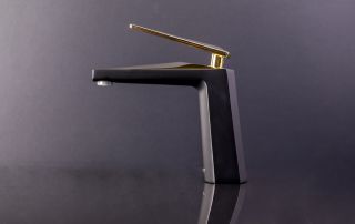 Смеситель для раковины Boheme Venturo чёрный/золото 381-B Смеситель для раковины Boheme Venturo чёрный/золото 381-B