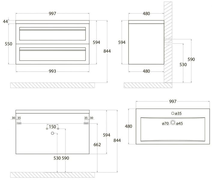 Подвесная тумба под раковину Art&Max Platino 100см капучино матовый AM-Platino-1000-2C-SO-CM