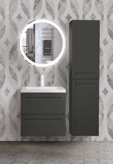 Подвесная тумба под раковину Art&Max Platino 60см серый матовый AM-Platino-600-2C-SO-GM-Cer