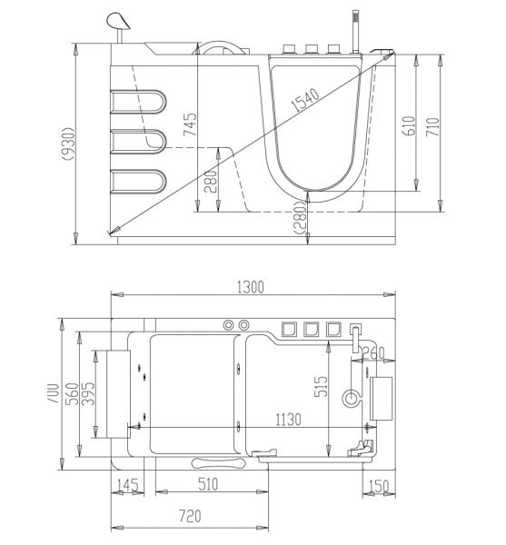 Акриловая ванна ABBER AB9000 B R 130x70