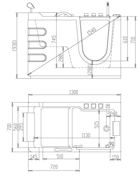 Акриловая ванна ABBER AB9000 C R 130x70