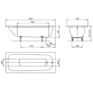Стальная ванна Kaldewei Saniform Plus 371 1 Standard 170x73 см Стальная ванна Kaldewei Saniform Plus 371 1 Standard 170x73 см