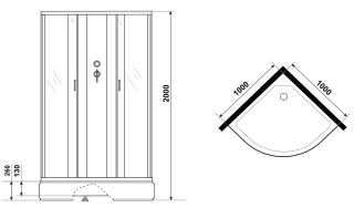Душевая кабина Niagara NG-6702-14BKG с гидромассажем 100x100см чёрный/прозрачное
