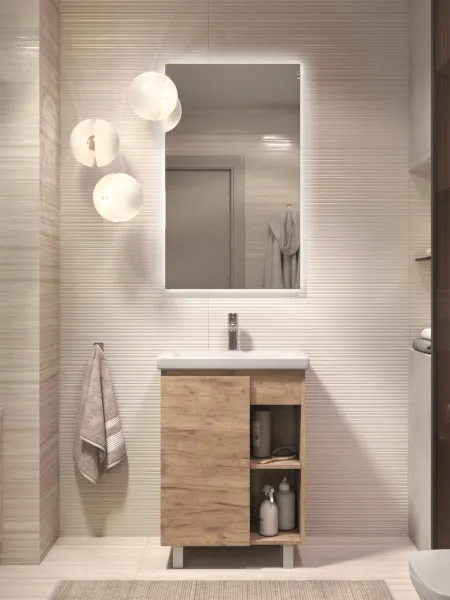 Тумба под раковину напольная Vigo Milos 316 60 см поставляется в разобранном виде дуб золотой