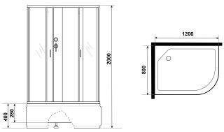 Душевая кабина Niagara NG-2510-14LBK 120x80см серебро/тонированное