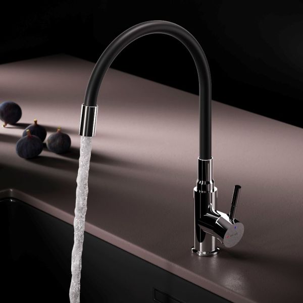 Смеситель для кухни Am.Pm X-Joy S F85B07602 с гибким изливом чёрный/хром