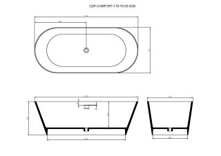 Ванна из искусственного камня Cezares Комфорт (Comfort) CZR-COMFORT-170-75-53-SSB 170x75 см