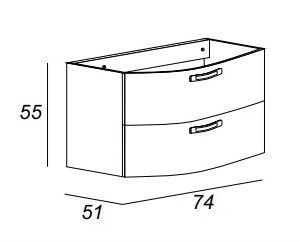 Тумба под раковину Cezares 74x55 Bianco Lucido Comfort 54356