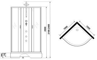 Душевая кабина Niagara NG-3302-14BKTG с гидромассажем 100x100см серебро/матовое