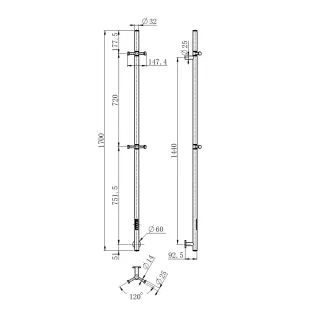 Полотенцесушитель электрический AQUAme AQM3151GM 20x170 см графит матовый