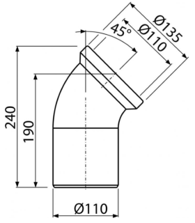 Колено для унитаза AlcaPlast 45° A90-45 Колено для унитаза AlcaPlast 45° A90-45