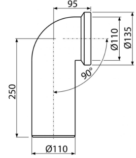 Колено для унитаза AlcaPlast 90° A90-90 Колено для унитаза AlcaPlast 90° A90-90