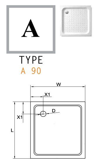Поддон Cezares TRAY-A-A-90-15-W0