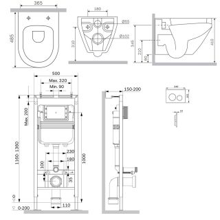 Комплект Am.Pm Spirit V2.0 IS130151.701900 инсталляция MasterFit с подвесным унитазом Aquaspin и клавишей