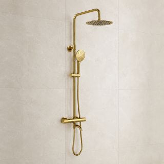 Душевая стойка WasserKRAFT Muritz Thermo 98101.208.207PG с термостатическим смесителем золото