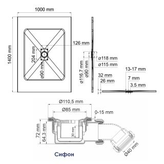 Душевой поддон WasserKRAFT Elbe 74T37 140x100 см чёрный матовый