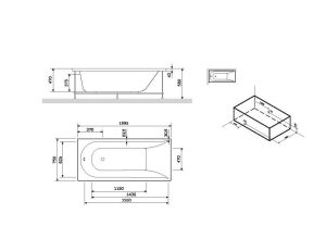 каркас Am.pm 180x80 SPIRIT W72A-180-080W-R2