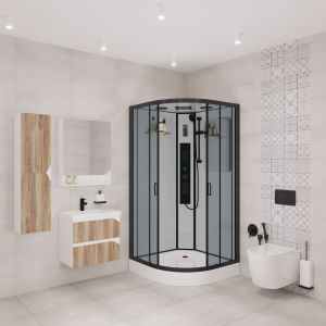 Душевая кабина Niagara NG-6901-01G BLACK с гидромассажем 90x90см чёрный/тонированное