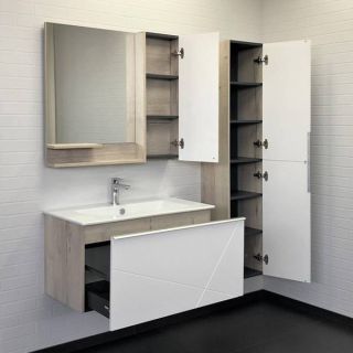 Шкаф-пенал Comforty Мерано-35 00-00008479 подвесной белый дуб дымчатый