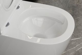 Унитаз ABBER Bequem AC1111T приставной белый, безободковый, смыв торнадо