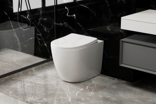 Унитаз ABBER Bequem AC1111T приставной белый, безободковый, смыв торнадо