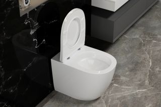 Унитаз ABBER Bequem AC1111T приставной белый, безободковый, смыв торнадо