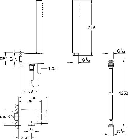 Душевой гарнитур Hansgrohe Euphoria Cube Stick  26405000 хром Душевой гарнитур Hansgrohe Euphoria Cube Stick  26405000 хром
