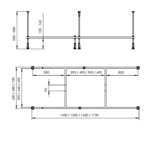 Каркас для ванны Am.Pm Above W9XA-160-070W-R 160x70 см