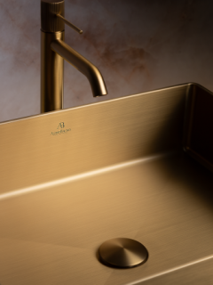 Раковина AltroBagno Accordo 001009 OrSp из нержавеющей стали золото матовое  Раковина AltroBagno Accordo 001009 OrSp из нержавеющей стали золото матовое