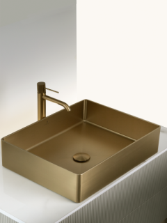 Раковина AltroBagno Accordo 001009 OrSp из нержавеющей стали золото матовое  Раковина AltroBagno Accordo 001009 OrSp из нержавеющей стали золото матовое