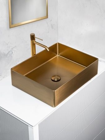 Раковина AltroBagno Accordo 001009 OrSp из нержавеющей стали золото матовое  Раковина AltroBagno Accordo 001009 OrSp из нержавеющей стали золото матовое