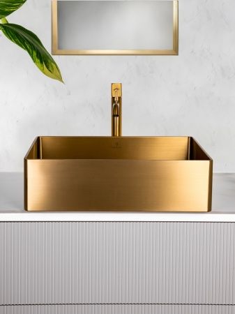 Раковина AltroBagno Accordo 001009 OrSp из нержавеющей стали золото матовое  Раковина AltroBagno Accordo 001009 OrSp из нержавеющей стали золото матовое