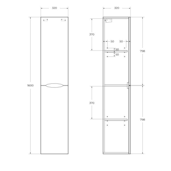 Шкаф подвесной BELBAGNO ACQUA-1600-2A-SC-PS-P
