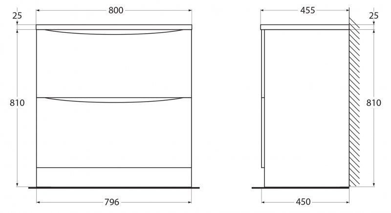 Тумба под раковину BelBagno напольная 80x85см Bianco Lucido ACQUA-800-2C-PIA-BL
