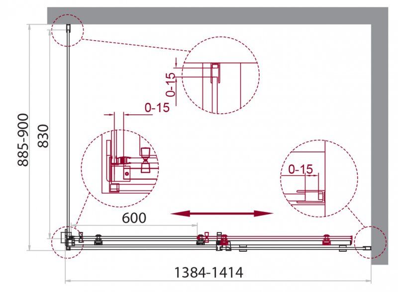 Душевой уголок BelBagno прямоугольный хром ACQUA-AH-1-140/90-C-Cr Душевой уголок BelBagno прямоугольный хром ACQUA-AH-1-140/90-C-Cr