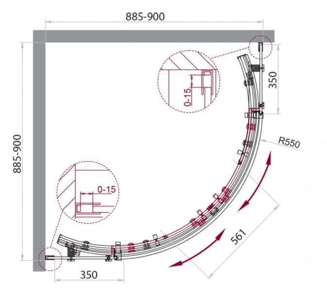 Душевой уголок BelBagno четверть круга хром ACQUA-R-2-90-C-Cr Душевой уголок BelBagno четверть круга хром ACQUA-R-2-90-C-Cr