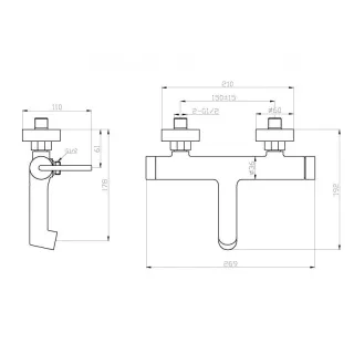 Смеситель BelBagno для ванны и душа в комплекте с ручным душем, шлангом и держателем, хром ACQUA-VASM/DFS-CRM