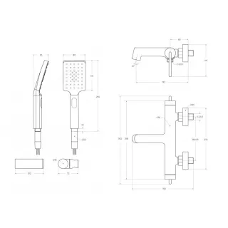 Смеситель BelBagno для ванны и душа в комплекте с ручным душем, шлангом и держателем, хром ACQUA-VASM/DFS-CRM